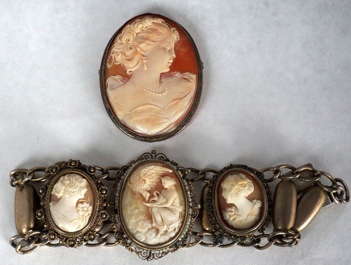 244.Two Piece Cameo Lot 800 925 Silver