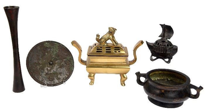 265. Five Chinese Metal Objects