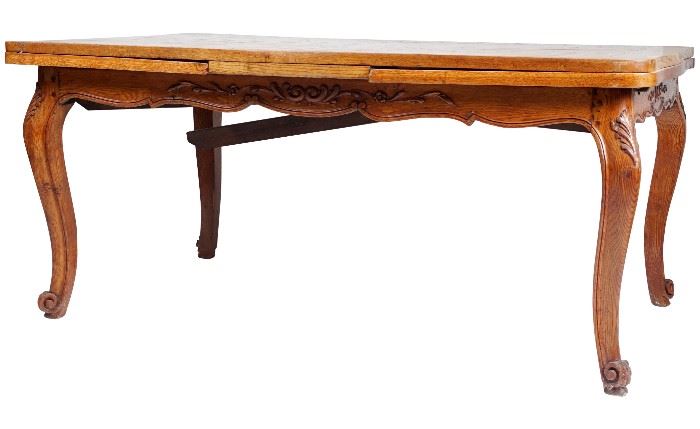 283. 1860s French Parquetry Oak Dining Table