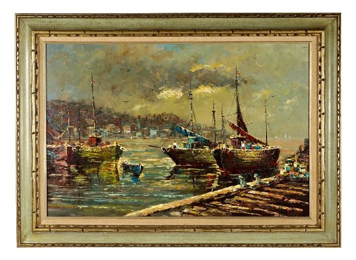 289. P.G. Tiela Port Scene With Ships At Dock