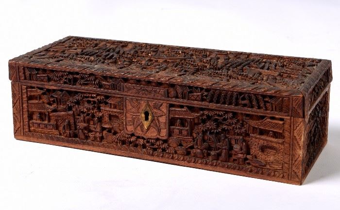 321. 19th C Chinese Carved Wooden Box