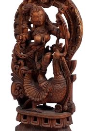 332. Large Wood Sculpture Of Hindu Goddess