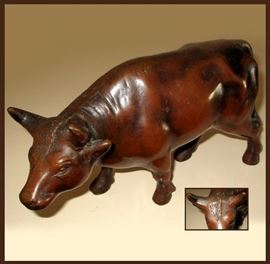Very Nice Heavy Bronze Bull Sculpture 