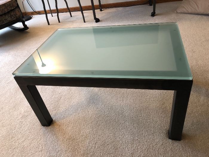 Small scale Room & Board raw steel coffee table 