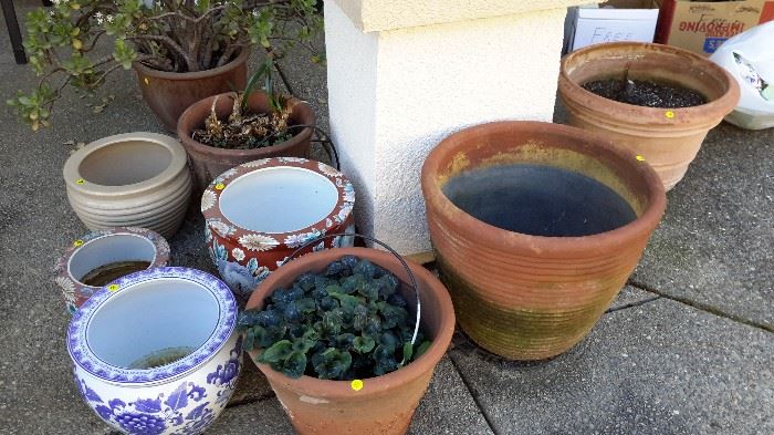 Lots of outdoor pottery