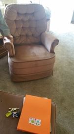 Mauve chair and ottoman