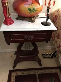 Antique Harp Marble Top Table