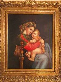 I think she's Mona Lisa's sister. Actually it's a very nice original oil painting, on canvas, signed N. Siebel.