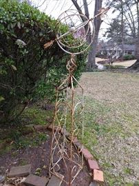Vintage metal armillary sphere, on stand. 