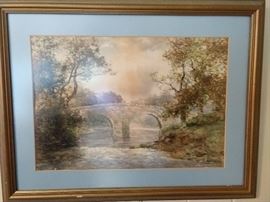 Original watercolor, nicely framed/matted, signed J. Reid.