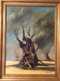 Original oil on canvas, by listed artist M.(Matthew) W. Huggins, in wood gilt frame. 