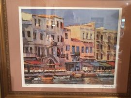 Signed/numbered lithograph, "Hania Waterfront" by M-something, I can't make it out.  ;-)