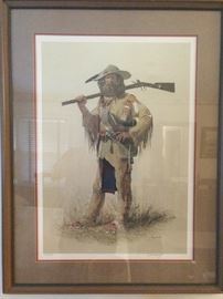 Check out this hottie! LOVE the fringe jacket - so twizzly and au courant.                                                                                       He isn't headed to a public school near you, as that's not an  AK-47 he's brandishing                                                           This is actually  a signed/numbered giclee (867/1000) "Wind River Man" , by David Wright.