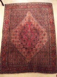Vintage Persian Bidjar rug, hand woven, 100% wool face, measures 4' x 5' 3".