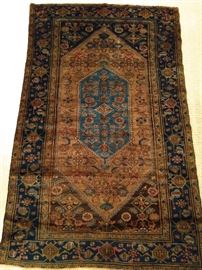 Vintage Persian Bidjar rug, hand woven, 100% wool face, measures 4' 3" x 7'.