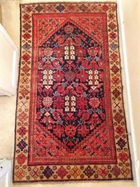 Vintage Persian Kurdish Bidjar rug, hand woven, 100% wool face, measures 6' x 4' 7".