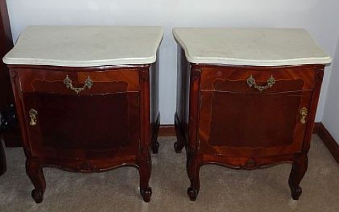 French Style Marble Top Night Stands