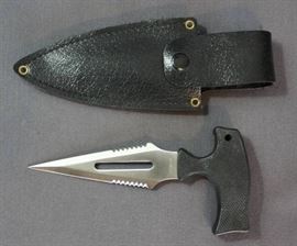 T-Handle 6" Push Dagger Knife w/ Partially Serrate ...