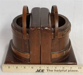 Wooden Water Pail Bookends w/ Moving Handles! Each ...