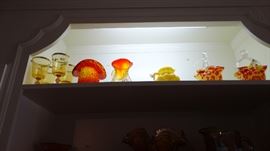 AMBERINA, END OF DAY CZECH GLASS BASKETS