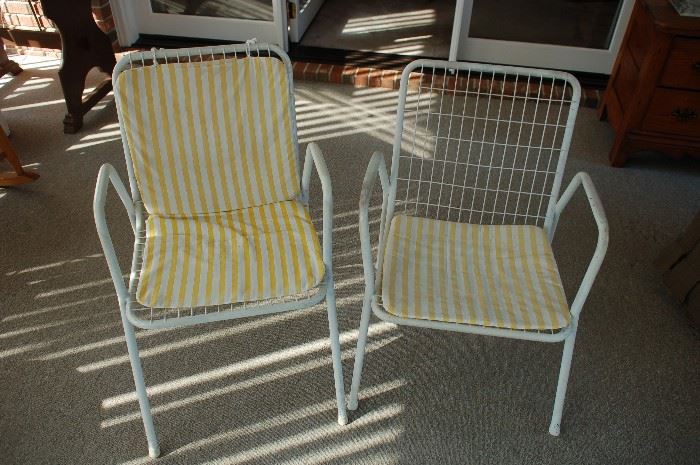 Pair of Metal Straight Back Chairs
