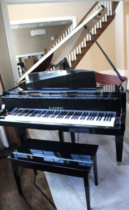 Black Baby Grand Piano and Bench