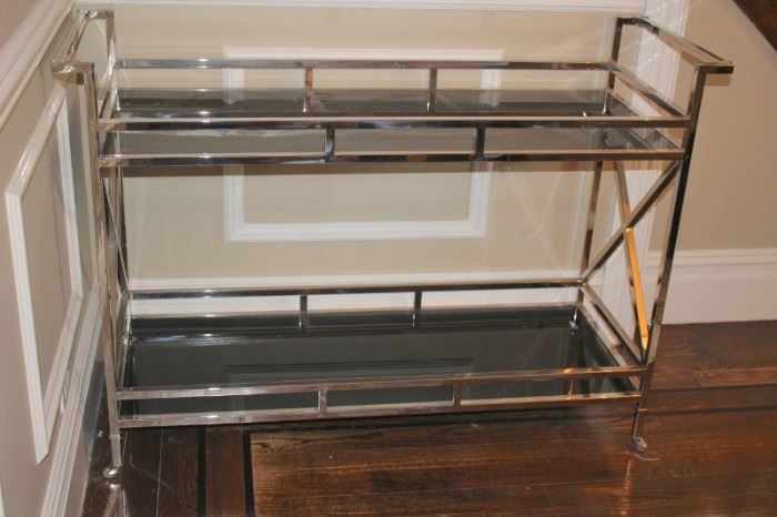 Metal & Smoked Glass Cart on Casers