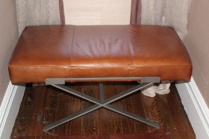 Metal & Leather Bench