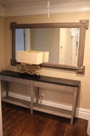 Console Table and Over-Sized Mirror and Lamp