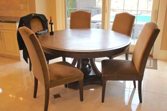 Wood Round Table and Chairs