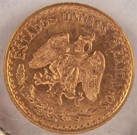 Lot 303a - Coin 1945 Gold 2 Peso Mexican Coin