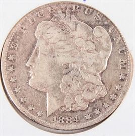 Lot 96 - Coin 1884-CC Morgan Silver Dollar In Fine Key Date