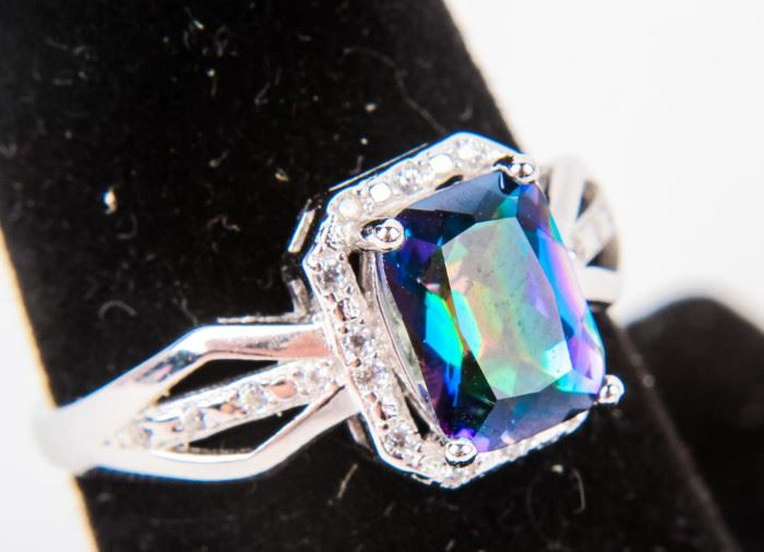Lot 25 - Jewelry Sterling Silver Mystic Topaz Ring