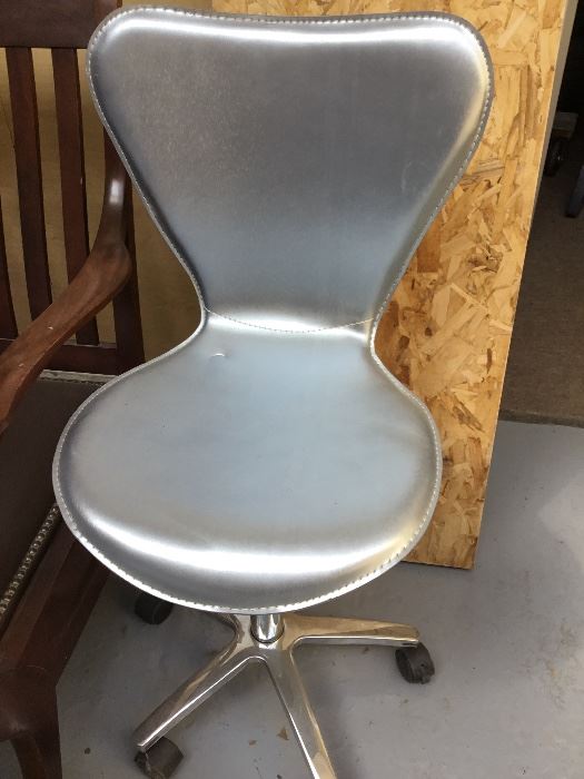 Leather silver desk chair 
