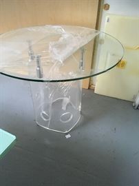 Lucite and glass table