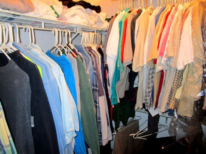 Sports Shirts, T-Shirts, Hats, Pants and Jeans  large assortment---probably 4 x more than are visible in this picture