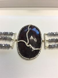 Saks 5th Avenue Meira T Labradorite and Agate Beaded Bracelet