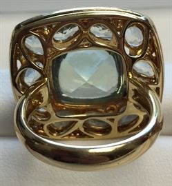 Green Amethyst, Gold & Diamond Ring