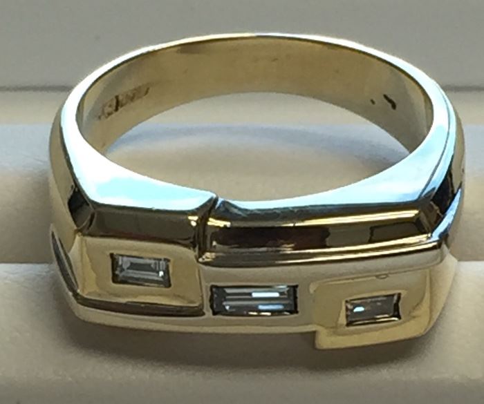 Men's 3-stone Baguette 14K Gold Ring