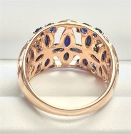Stunning Sapphire & Diamond 14K Rose Gold Ring