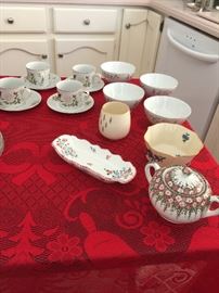 Chinese Garden (original design by Shafford) cups and saucers;    and other pieces