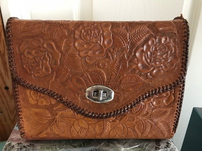 Leather hand-tooled purse