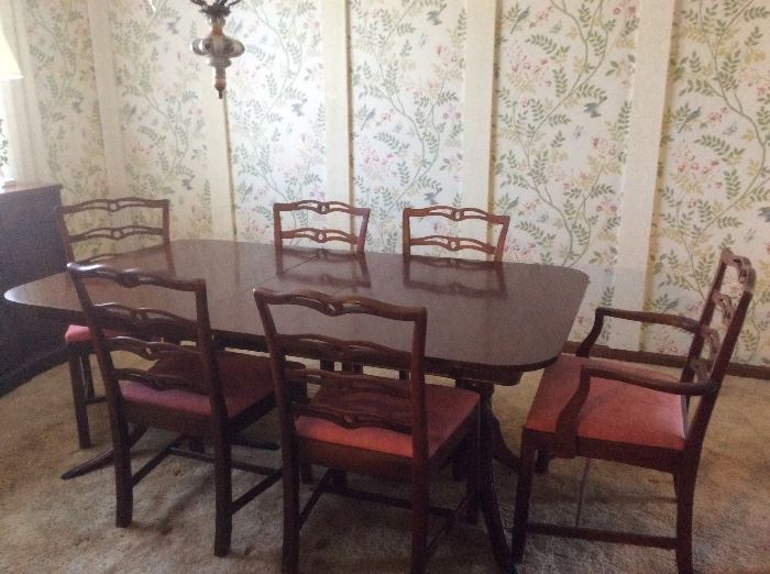 Vintage dining room table and chairs with matching buffet