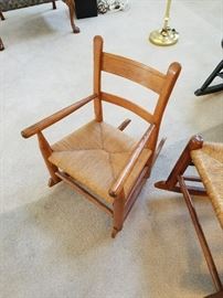 Child's Rush Seat Antique Rocker