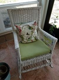 One of Two Rattan Wicker Rockers