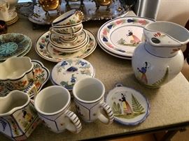 Quimper Pottery Pieces.