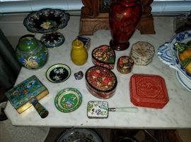 Lots of Cloisonne and other Asian items.