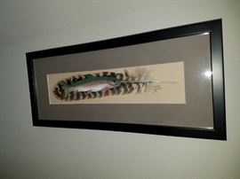 Original signed piece - the fish is collaged on the feather.