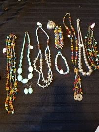 Silver Pumpkin Pin/Necklace piece. Lots of colorful bead pieces