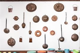 Copper Jello molds, Copper Ladles, Copper colanders